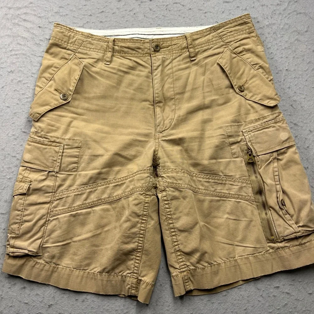 Polo Ralph Lauren Mens 31 Cargo Shorts Vintage Heavy Flying Jet Pilot Khaki Tan